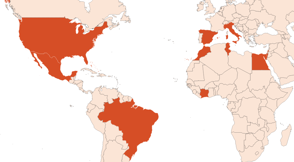 Map for Blood Orange EO (CAS N° 8028-48-6)​