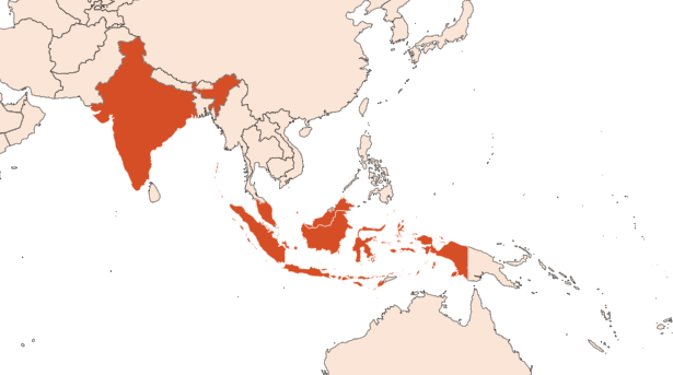 Map for Cubèbe poivre absolu (N° CAS 90082-59-0 // 8007-87-2)​